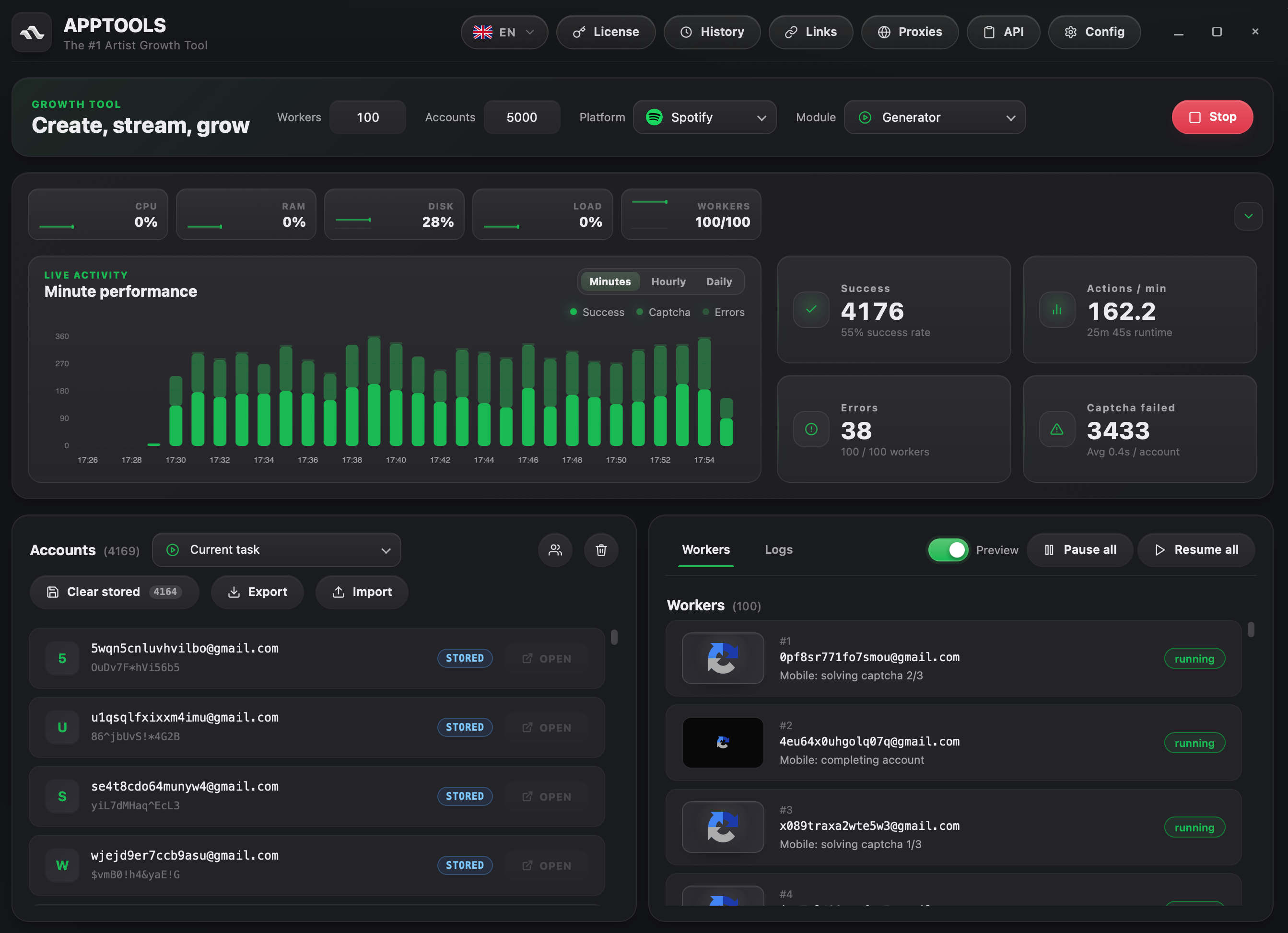 AppTools artist growth dashboard preview